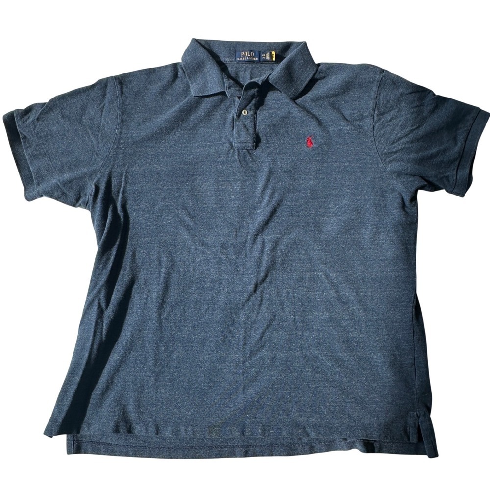 Polo Ralph Lauren Mens 2XB Blue Heather Short Sleeve Pony Logo Polo Shirt